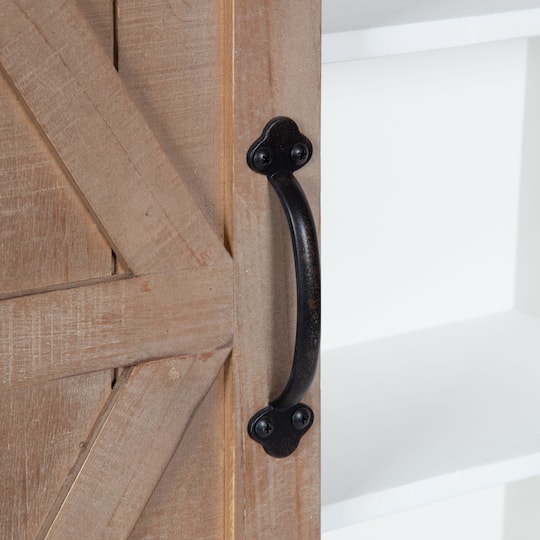 Kate and Laurel Cates Wood Wall Storage Cabinet with Sliding Barn Door